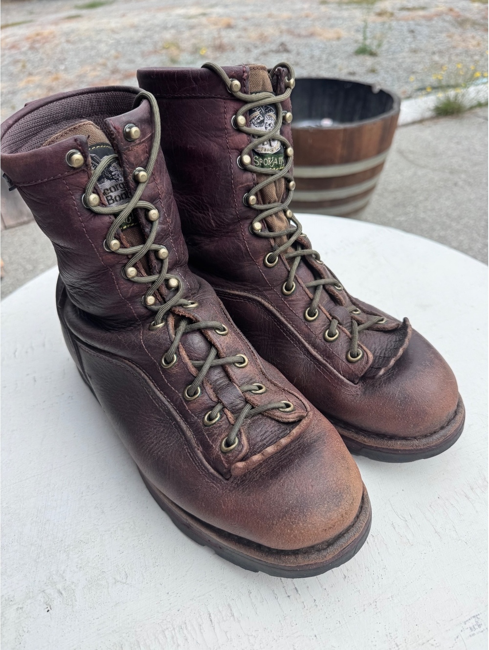 Georgia Boot Men’s 10.5 M Brown Leather Lace Up Work Hiking Boots Oil Resistant